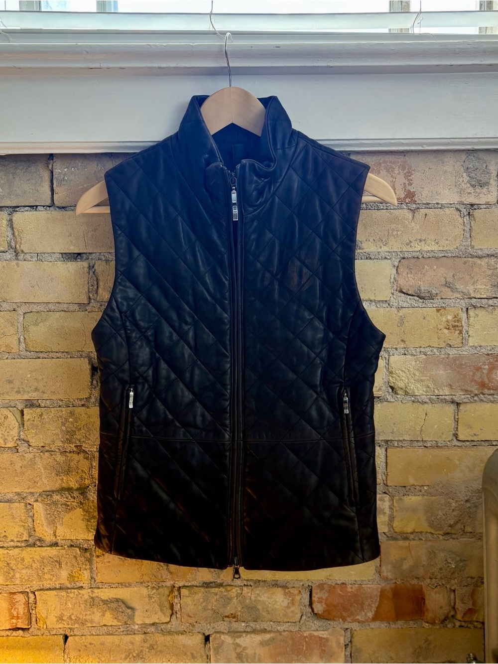 Post Card Burgundy Quilted Leather-Effect Vest
